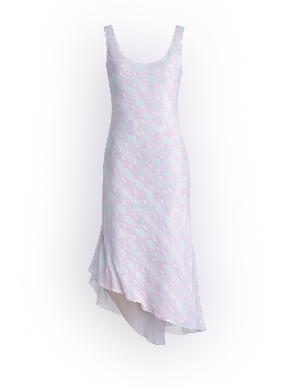 Diane Von Furstenberg Pastel Pink and Light Blue Sleeveless Slip Dress W Large
